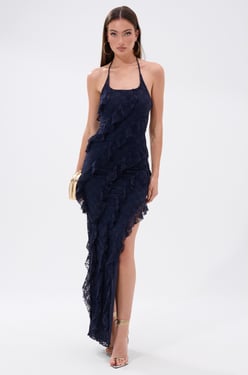 AKIRA I Got It All Lace Midi Dress In Navy | Size Small
