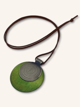 Vintage Wooden Rings Long Necklace - Green / One-Size