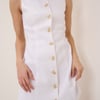 White Linen-Blend Button Front Mini Dress