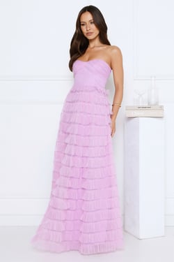 Lovers In Paris Strapless Tulle Maxi Dress Lilac