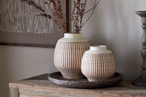 nkuku Perola Reactive Glaze Decorative Vase | Decorative Accessories | Large | Natural & Rust