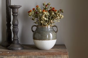 nkuku Inha Reactive Glaze Vase | Vases & Planters | One Size | Dark Olive & Natural