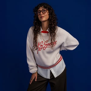 Ladies U.S Soccer Uscape Cream Script Sweater / 2X