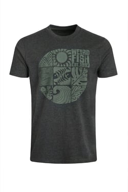 Weird Fish Summer Sector Front Print Eco Graphic T-Shirt Washed Black Size XL