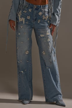 AKIRA In Your Dreams Rhinestone Denim Jeans | Size 29