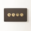 Four gang 2 way Florence toggle switch in bronze