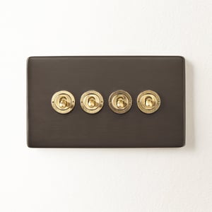 Four gang 2 way Florence toggle switch in bronze