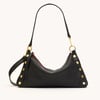 Hammitt Kyle Black Brushed Gold Red Zip Med