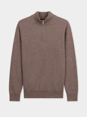 Organic Color Cashmere Timeless Half-Zip Sweater - 2XL / taupe / MK0317-0057/0000