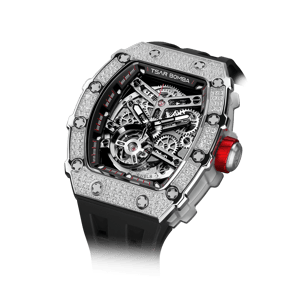 TSAR BOMBA Elemental Series Black Men's Skeleton Automatic Mechanical Watch 閳ワ拷Cubic Zirconia Bezel, Stainless Steel Case, Sapphire Crystal, Fluoroelastomer Strap, 50M Waterproof, A+ Night Lume