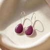 Ruby July Birthstone Dangle Drop Silver Earrings