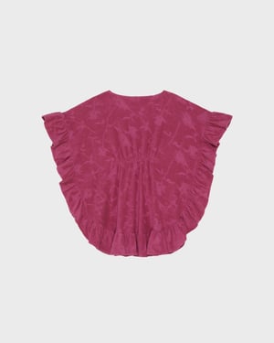 Vilebrequin - Girls Jacquard Roses Terry Poncho - Poncho - Granita - Red - Size 12/14