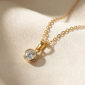 Mini Round White Topaz April Birthstone Pendant Necklace