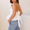 Romance Bubble Strapless Top White