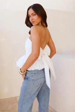 Romance Bubble Strapless Top White
