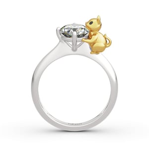 Jeulia Hug Me "Play with Me" Cat Round Cut Sterling Silver Ring