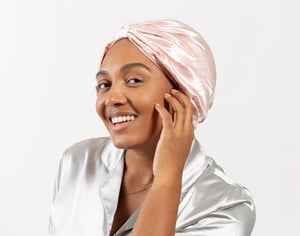 QE Home 100% Mulberry Silk Hair Wrap in Blush, Pink