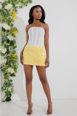 THE INDIGO SEQUIN SKIRT YELLOW