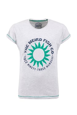 Weird Fish Sun Rays Front Print Graphic T-Shirt Light Grey Size 8