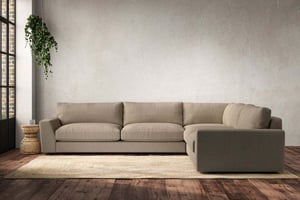 nkuku Guddu Right Hand Corner Sofa | Make To Order | Grand | Brera Linen Pebble