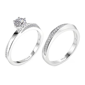Jeulia Simple Couple Rings Twist Bling Band Sterling Silver