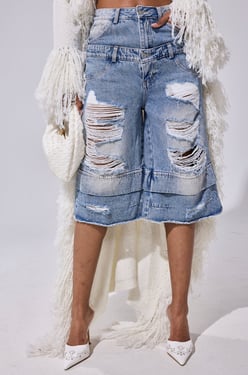 AKIRA Go Get Some Denim Bermuda Short Pants | Size XL