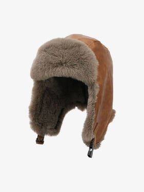 Vintage Distressed Leather Plush Trapper Hat - Abyss / ONE SIZE