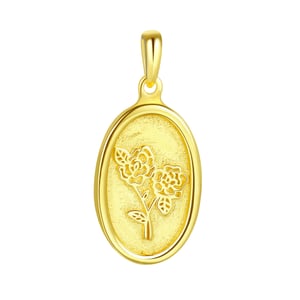 Oval Rose Pendant Sterling Silver Gold