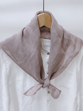 100% Linen Hand-Stitched Square Scarf - Lotus Blush / One Size