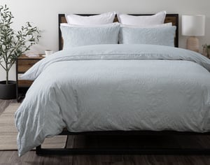 QE Home Cortado Cotton Jacquard Duvet Cover, Cotton Set in Blue, Textured, Queen