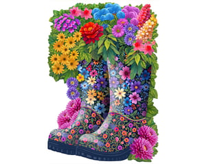 Wonderful Wellingtons - Vine Puzzle Cut