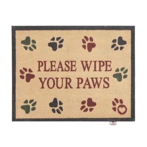 Wipe Your Paws Beige Washable Doormat - 65x85cm