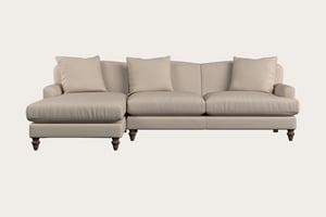nkuku Deni Large Left Hand Chaise Sofa | Make To Order | Recycled Cotton Natural | No Colour