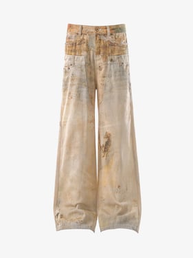 Vintage High Street Mud-Dyed Distressed Baggy Jeans - Light Brown / 2XL