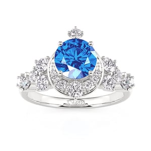 Jeulia Classic Star and Moon Sapphire Engagement Ring