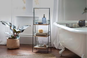 nkuku Indore Mango Wood Caddy | Bathroom | One Size | Aged Brass
