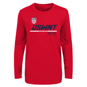 Youth Outerstuff US WNT Engage Poly Red Long Sleeve Tee / XL