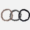 QE Home 100% Mulberry Silk Skinny Scrunchies in Black, Bronze, Pewter (Set of 3)