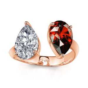 Jeulia Two Stone Pear Cut Sterling Silver Open Ring