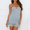 Glowing Allure Strapless Mini Dress Blue