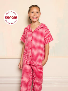 Tween Girl Seersucker Oversize Pyjamas Pink Gingham - 13Y / Pink