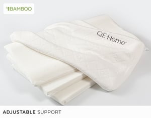 QE Home Cirrus Bamboo Adjustable Memory Foam Pillow, White, King