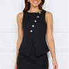 Days In Linen Blend Top Black