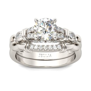 Jeulia Vintage Knot Round Cut Sterling Silver Ring Set