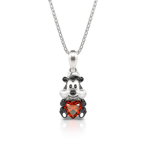 Jeulia Hug Me "Romantic Skunk" Heart Cut Sterling Silver Necklace
