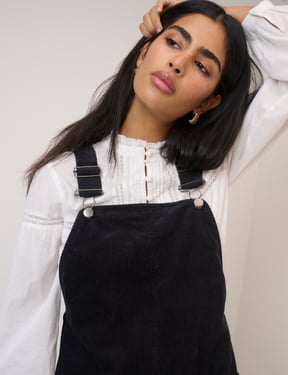 Black Cord Tennesse Pinafore Mini Dress