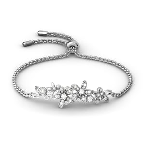 Jeulia Cluster Flowers Sterling Silver Bolo Bracelet