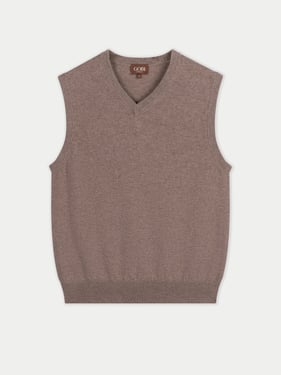 Organic Color Cashmere Timeless V-Neck Vest - 2XL / taupe / MK0313-0057/0000