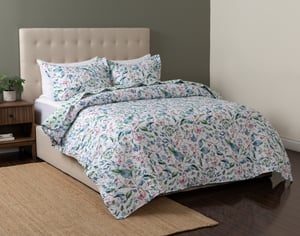 QE Home Crystal Recycled Polyester Coverlet Set, Floral, Blue, King