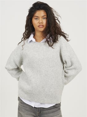 Brave Soul Massie Crew Knit Jumper - Grey - S